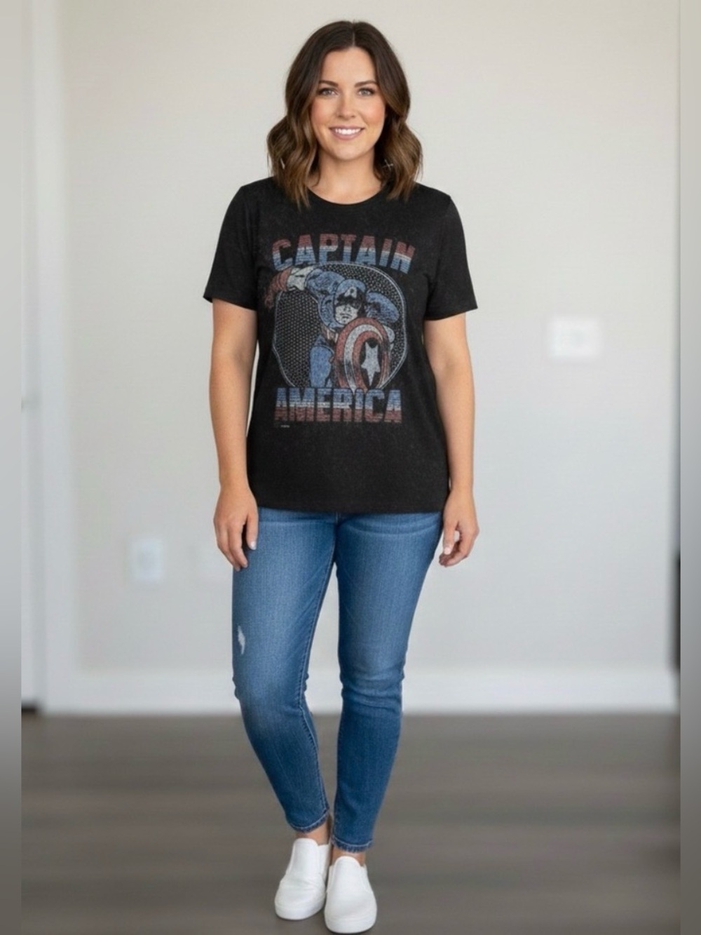 Torrid x Junk Food Marvel Captain America Graphic T-Shirt Black Size 1 / 1X